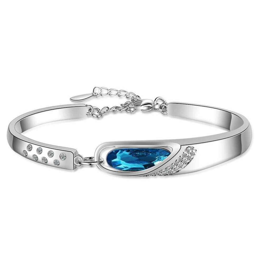 Maxpower (As The Picture) 925 Sterling Crystal Geometric Charm Bracelet &Bangle For Women Party Wedding Jewelry Sl311 Silver