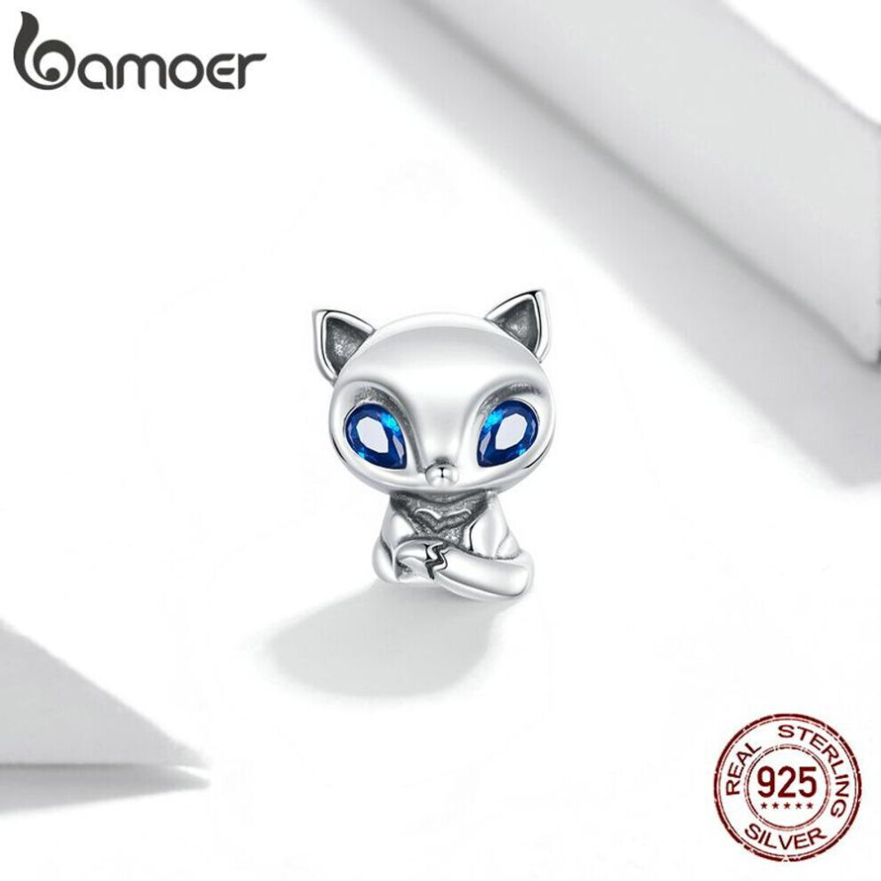 Maxpower (925 ) Bamoer Authentic 925 Sterling Lively Little Fox Charm Zircon Pendant For Bracelet Bangle Diy Making Jewelry Silver