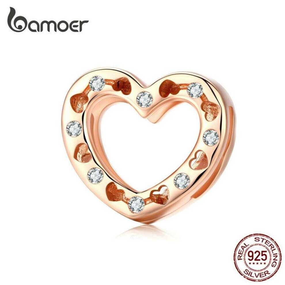 Photos - Pendant / Choker Necklace MAXPOWER  Bamoer Authentic 925 Sterling Silver Square Hole Fine Bead Charm Fit Women Bracelets Diy Jewelry (Love shape)