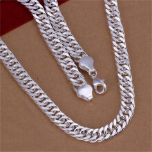 (as the picture, 10MM/60cm) The New 925 Sterling Silver 10mm Chain Necklace For Man Women Solid Wedding Noble Fashion Jewelry Charms Gifts