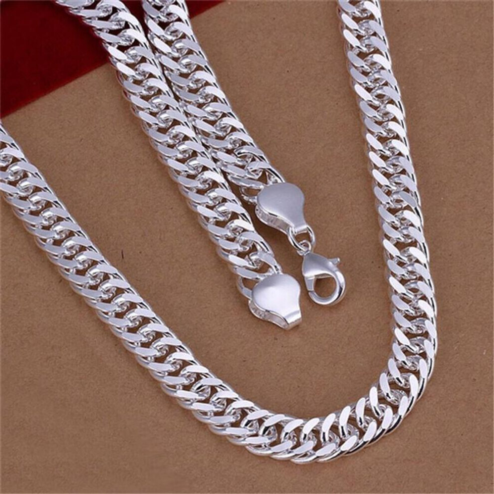 Photos - Pendant / Choker Necklace MAXPOWER The New 925 Sterling Silver 10mm Chain Necklace For Man Women Solid Wedding Noble Fashion Jewelr (as the picture, 10MM/60cm)