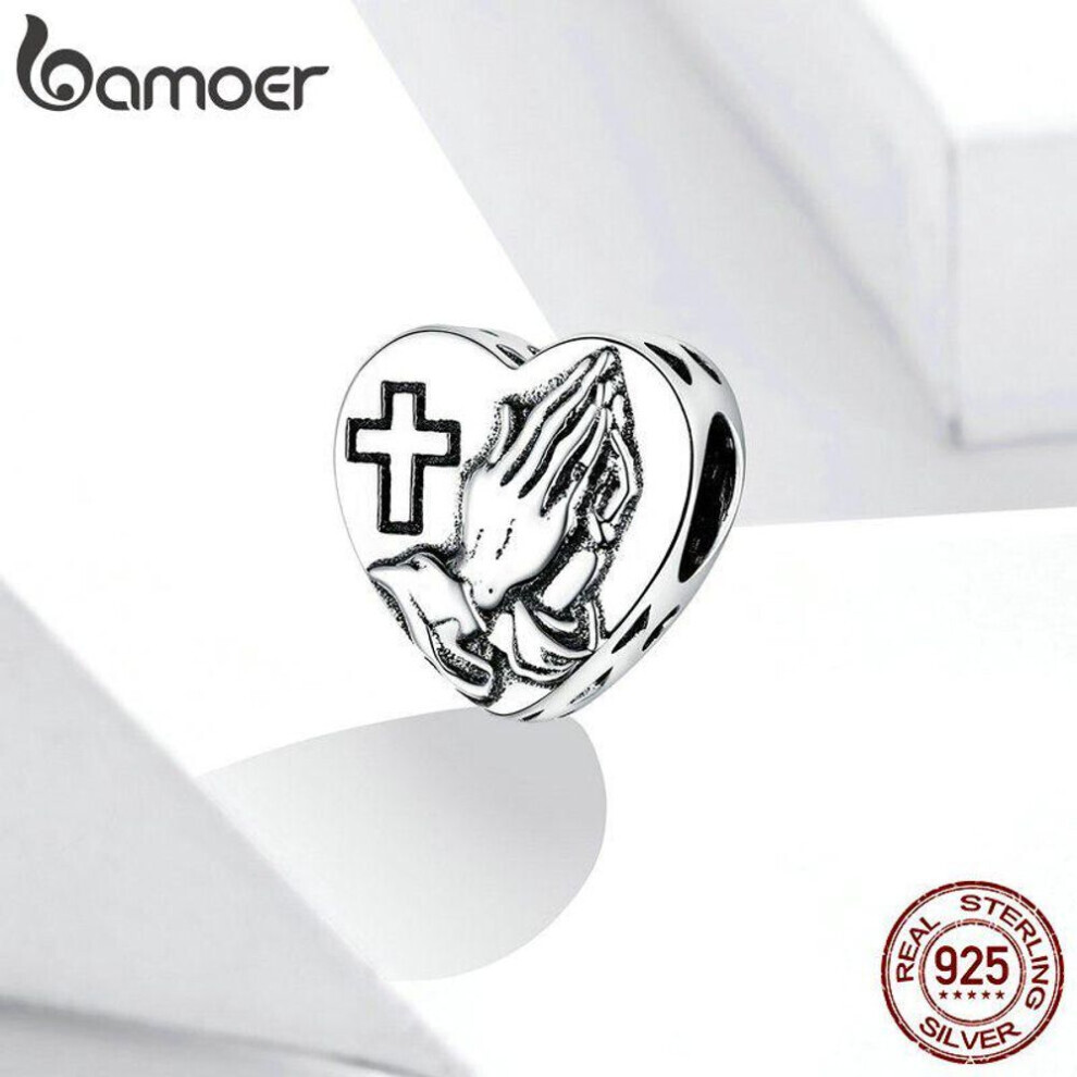Maxpower (925 ) Bamoer Oxidized Retro Pray For Love Charm Fit Original Bracelets & Bangle 925 Sterling Fine Jewelry Silver