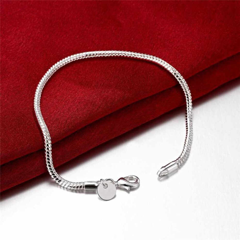 Maxpower (, 18Cm) 925 3Mm Snake Chain 8 Inches Basis Bracelet For Woman Charm Wedding Engagement Fashion Party Jewelry Silver