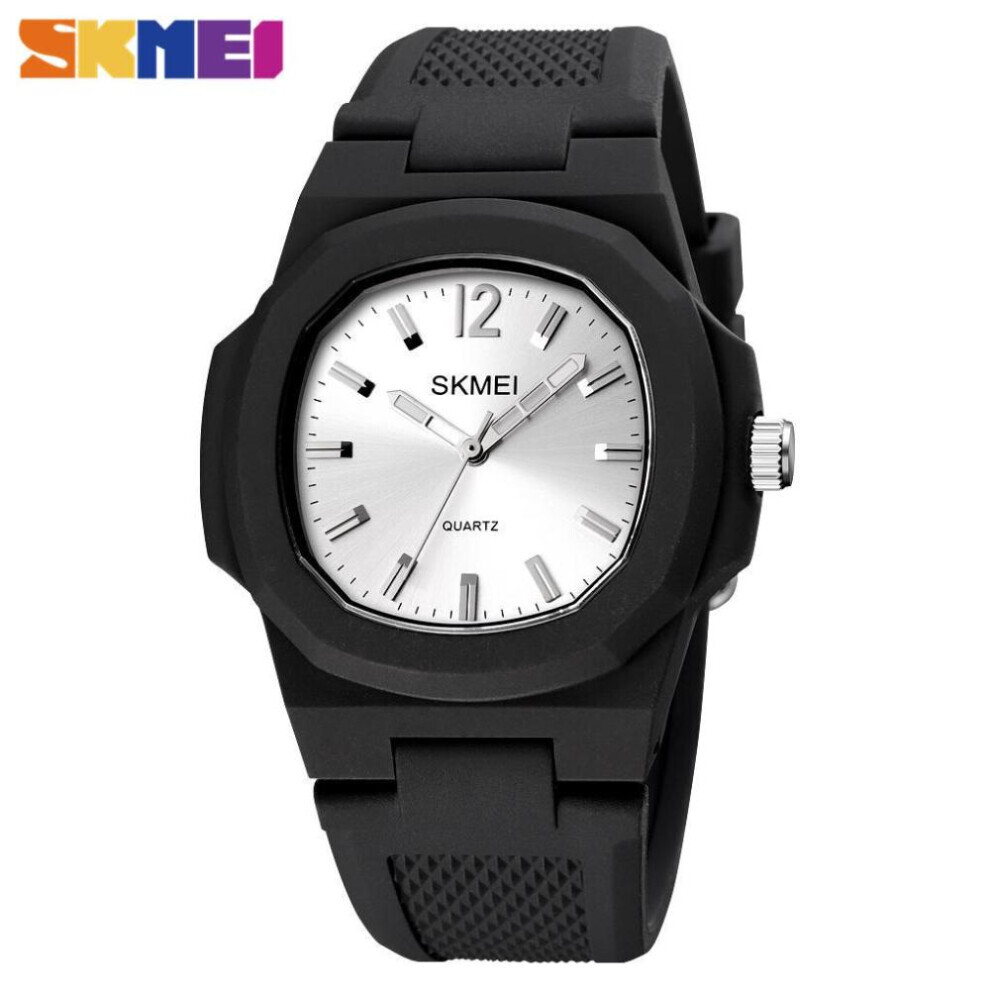 (Silver) SKMEI Fashion Men Watches Simple Quartz Wristwatches 50M Waterproof Outdoor Sport Watch