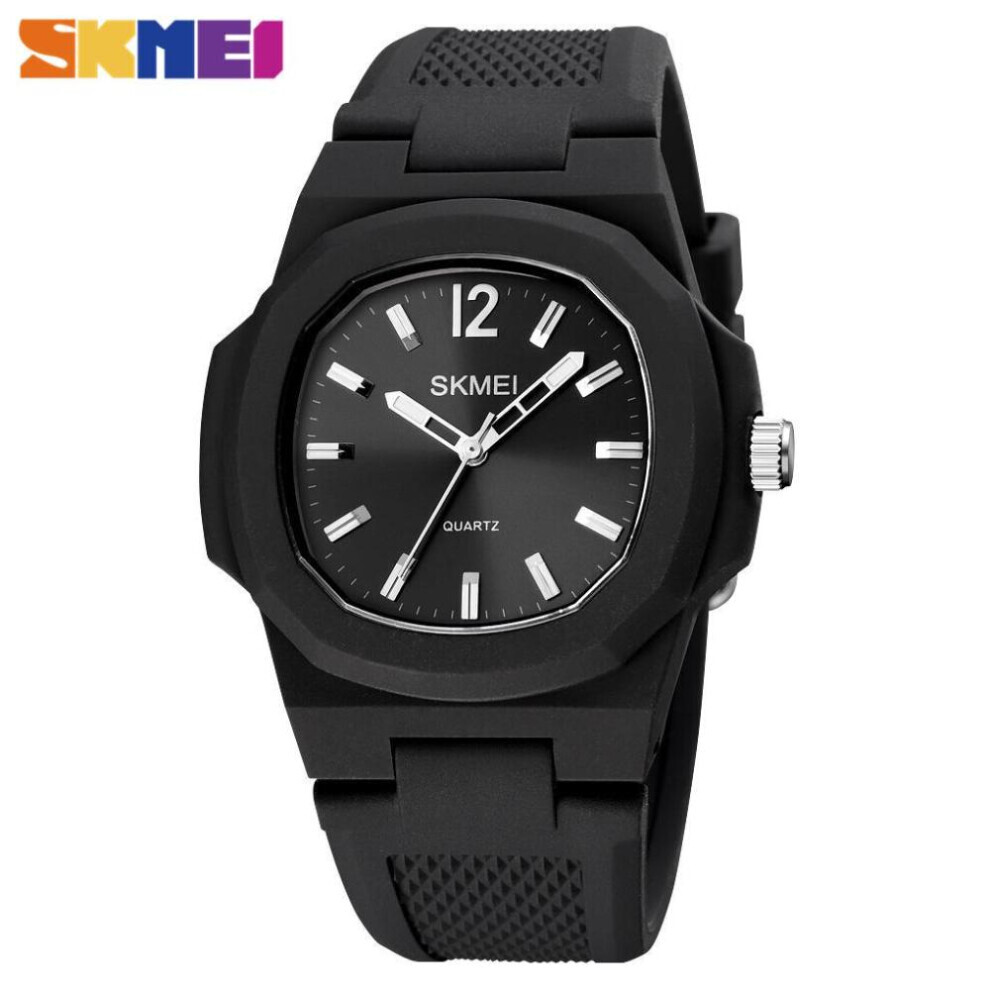 (Black) SKMEI Fashion Men Watches Simple Quartz Wristwatches 50M Waterproof Outdoor Sport Watch
