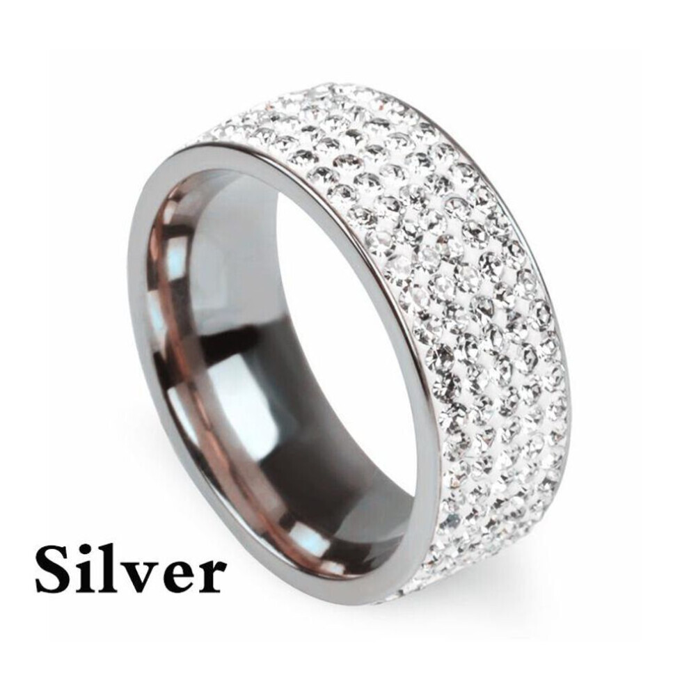 Maxpower (Silver, 7) 1Pc Gift Jewelry Steel Ring Bling Titanium Accessories Lover Engagement Couple