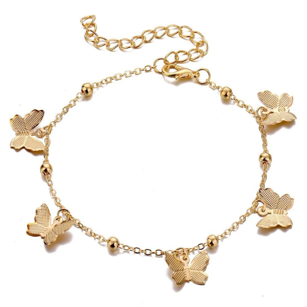 Maxpower (Gold) Jewelry New Beach Foot Decoration Hollow Butterfly Pendant Handmade Anklet Gold