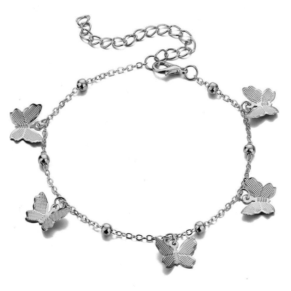 Maxpower (Silver) Jewelry New Beach Foot Decoration Hollow Butterfly Pendant Handmade Anklet Silver