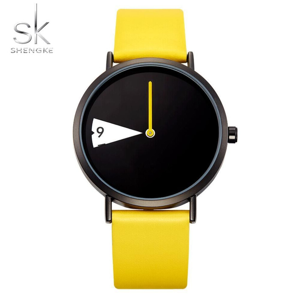 Maxpower (Yellow) Shengke Hot Sales Creative Women's Quartz Wristwatches Ladies Watches Rotate Leather Band Clock Gifts For Friend Yellow
