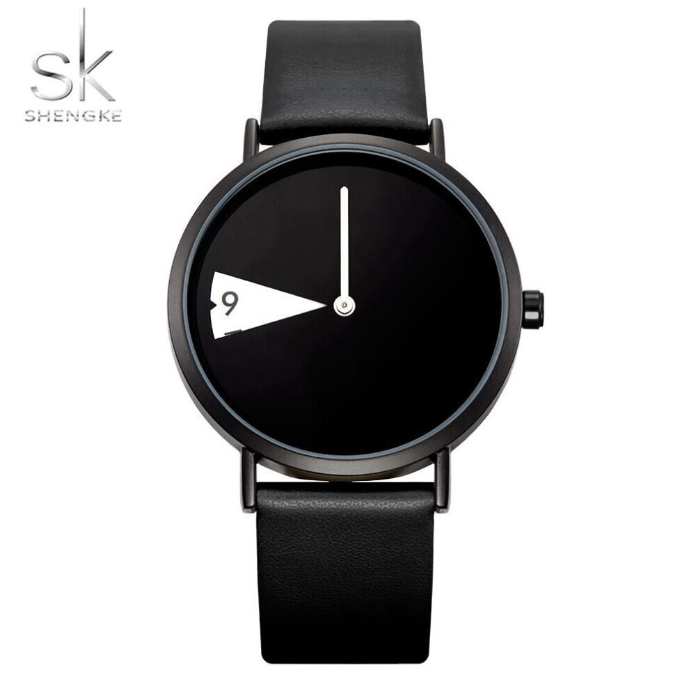 (black) Shengke Hot Sales Creative Women&apos;s Quartz Wristwatches Ladies Watches Rotate Yellow Leather Band Clock Gifts For Friend