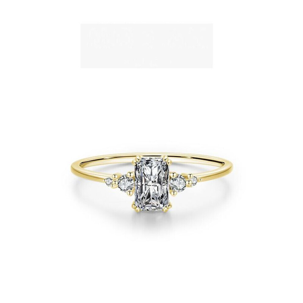 (gold, 5) Tancise Classic 925 Sterling Silver  Zircon Ring Ladies Jewelry Wedding Promise Party Gift