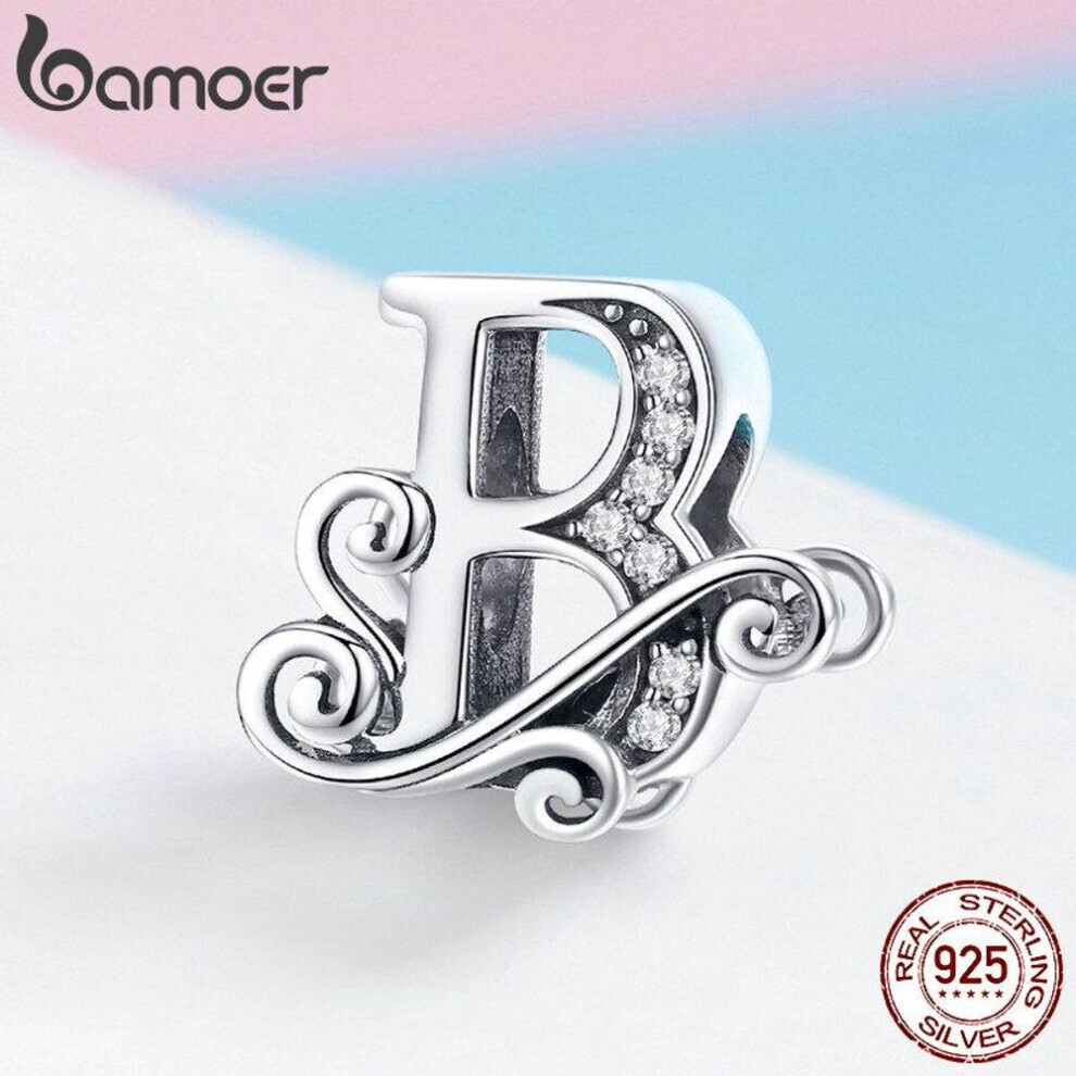 Maxpower (B) Bamoer Genuine 925 Sterling Letter B Alphabet Beads Charms Fit Charm Bracelets & Bangles Diy Silver