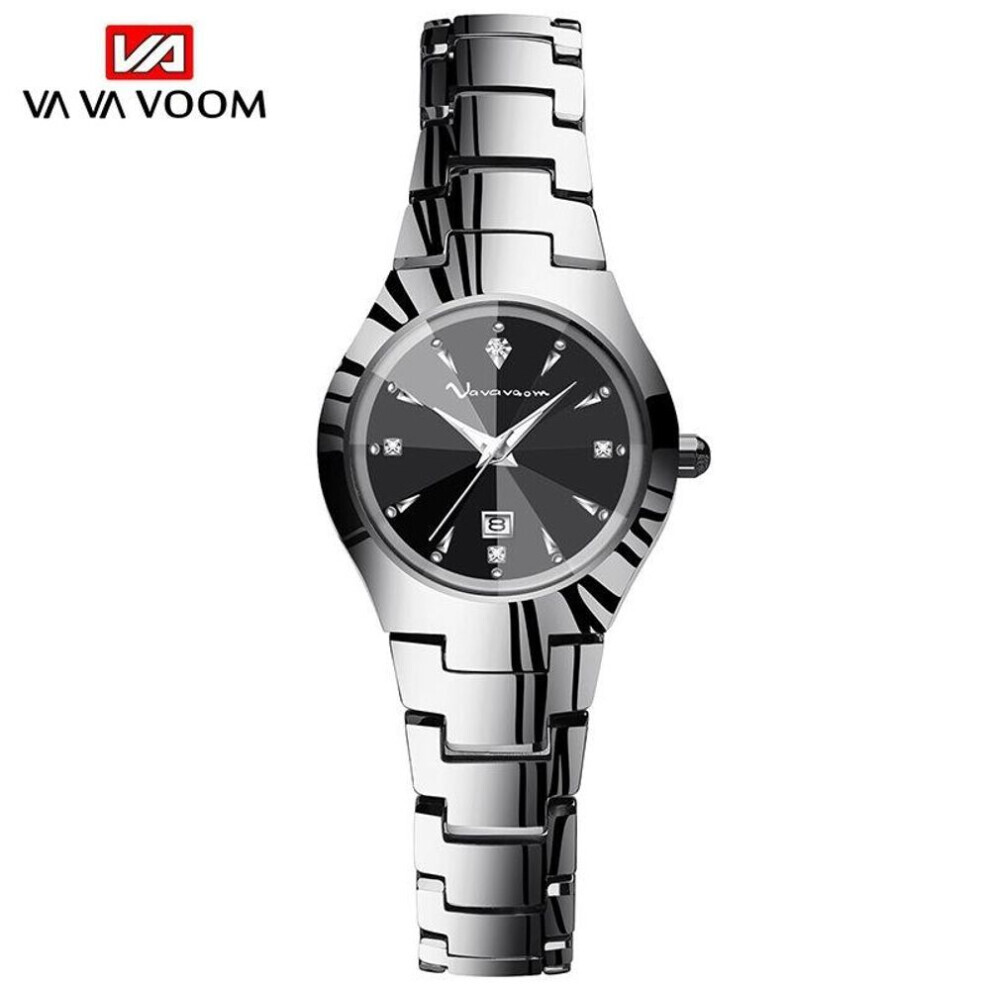 Maxpower (Silver) Va Va Voom Ladies Quartz Watches Bracelet Watch For Women Business Casual Fashion Pointer Watch Wristwatches Bracelet Set Black Silver