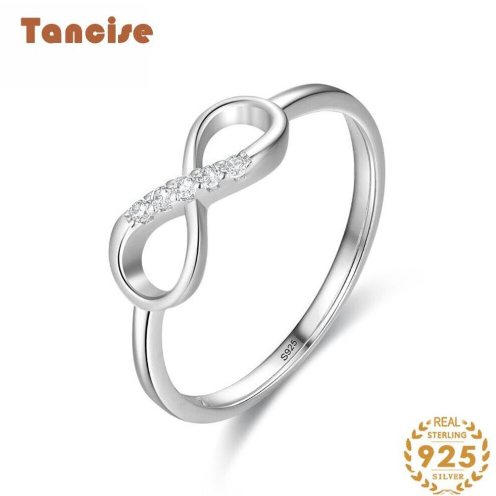 (silver, 5) Tancise Classic 925 Sterling Silver  Zircon Ring Ladies Jewelry Wedding Promise Party Gift