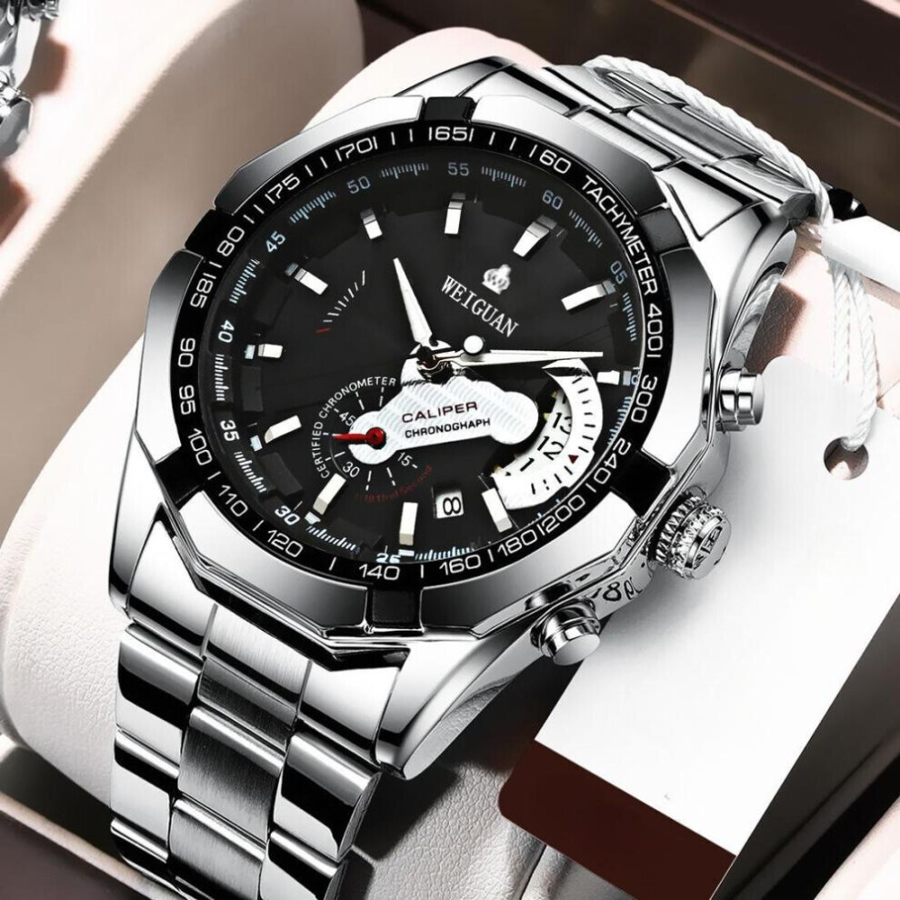 Maxpower (Black) Men's Calendar Waterproof Luminous Non-Mechanical Watch Large Dial Automatic Movement Watchjavascript: Black