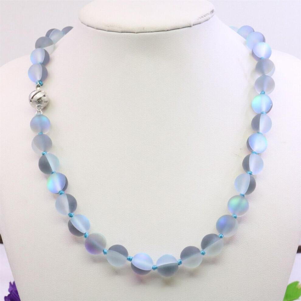 (as the picture, EA13356100315) 10mm Round Splicing Gray Fluorescence Cats Eyes Stone Necklace New Beads Neck Wear Diy Women Girls For Jewelry Making Design