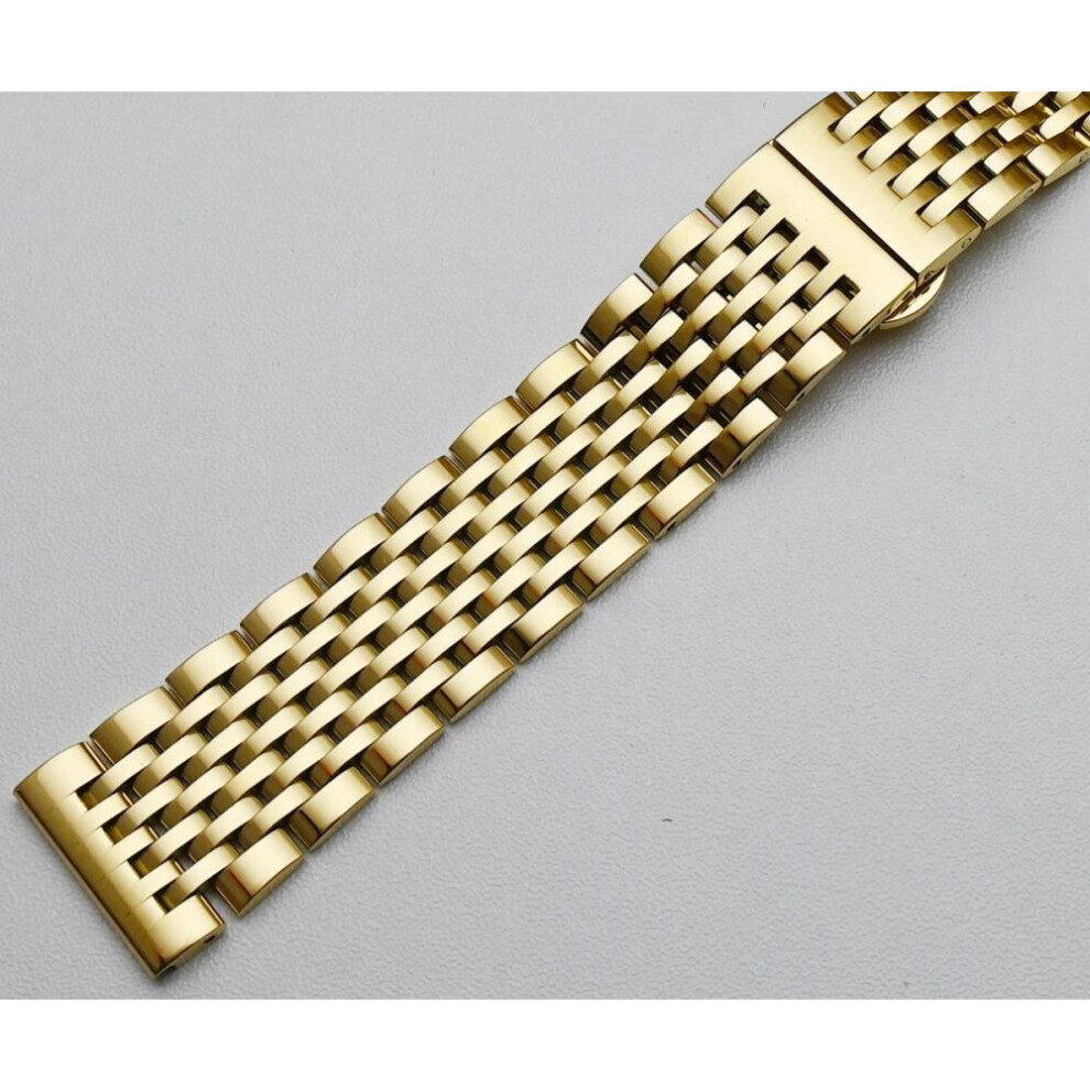 (gold, 22mm) Curved End Stainless Steel Watch Band 18mm 19mm 20mm 21mm 22mm Replacement Strap Butterfly Clasp Watchband Bracelet Silver Gold