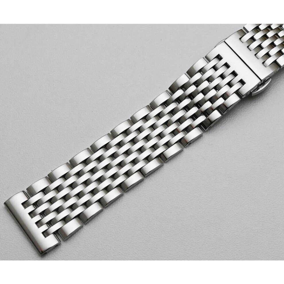 Maxpower (Silver, 19Mm) Curved End Stainless Steel Watch Band 18Mm 19Mm 20Mm 21Mm 22Mm Replacement Strap Butterfly Clasp Watchband Bracelet Silver Gold Silver,Gold