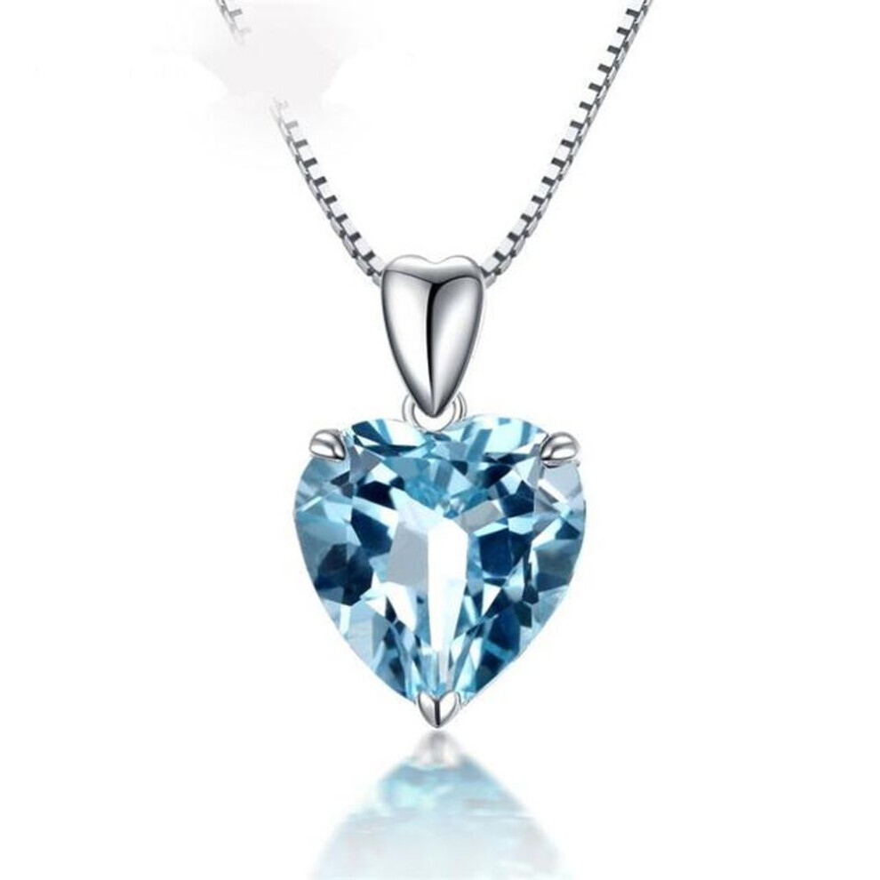 Maxpower (Blue) Natural Blue Topaz Jewelry 100 %S925 Sterling Silver 45Cm Necklace Pendant For Women Silver 925 Jewelry Bizuteria Topaz Gemstone Blue,Silver