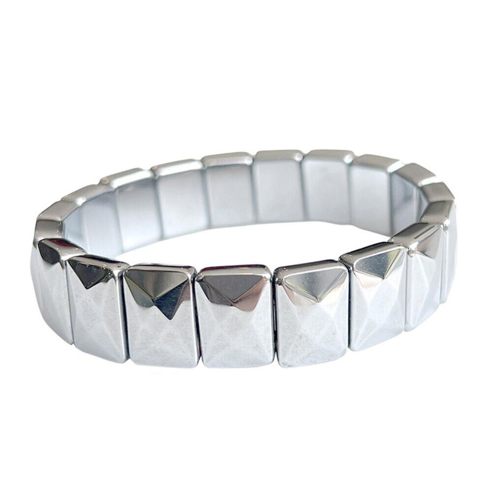 (as the picture) Terahertz Bracelet Bangle Rectangle Bead Hand Row Sparkle-adjustable Wristband Natural Terahertz Stone Jewelry-decor