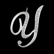 (Y) Gifts Rhinestone Letter Crystal Pins Jewelry Letter Alphabetical English Brooch Brooches