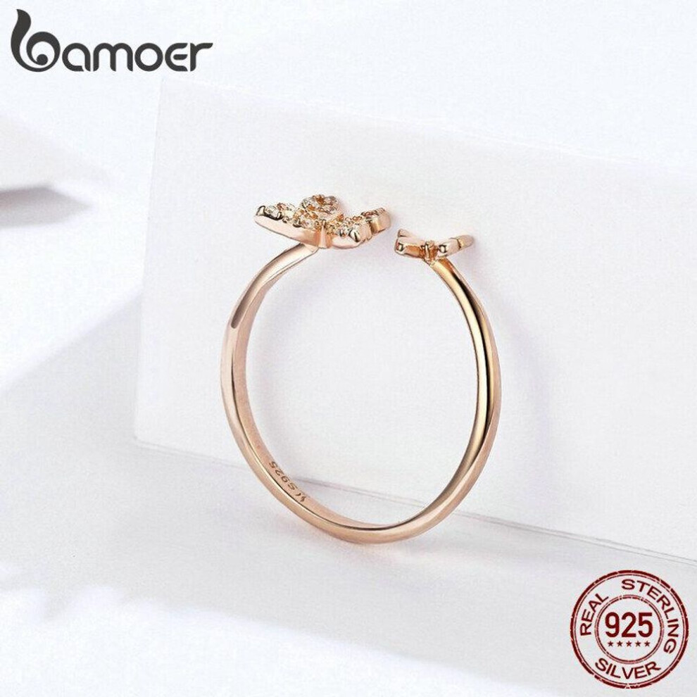(SCR087-c) Bamoer 100% 925 Silver & Zircon Ring New Butterfly Fairy Ring For Women Sterling Silver Jewelry