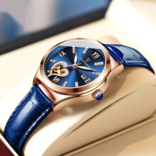 (blue) 2024 Women Watches Fashion Leather Romance Red Dial Luxury Ladies Watch Waterproof Quartz Date Brand Wristwatch