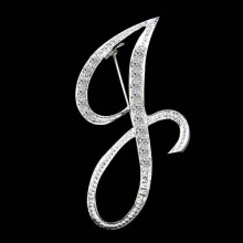 (J) Gifts Rhinestone Letter Crystal Pins Jewelry Letter Alphabetical English Brooch Brooches