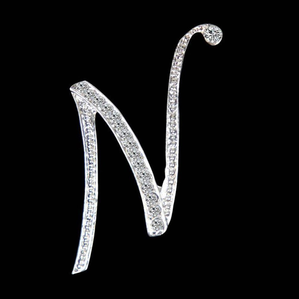 (N) Gifts Rhinestone Letter Crystal Pins Jewelry Letter Alphabetical English Brooch Brooches