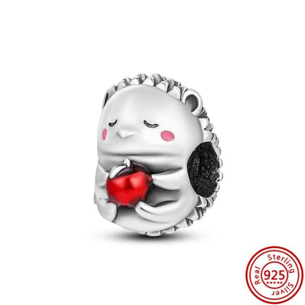 (as the picture) New 925 Silver Hedgehog Apple Dinosaur Chameleon Cat Palette Pendant Diy Beads Fit Pandora Charms Bracelet Fine Jewelry