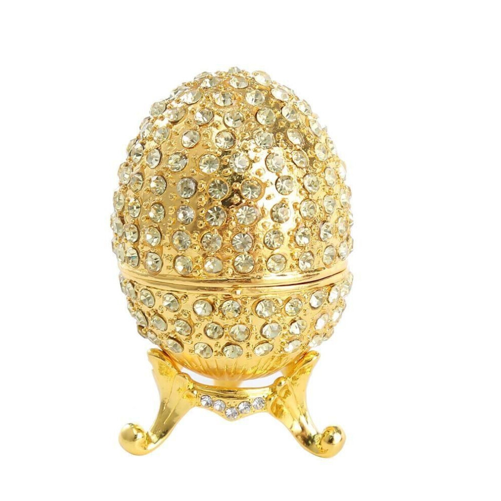 (yellow) Egg Box Jewelry Trinket Container Enameled Faberge Organizer Vintage Ornament Easter Gift Enamel Collection Holder