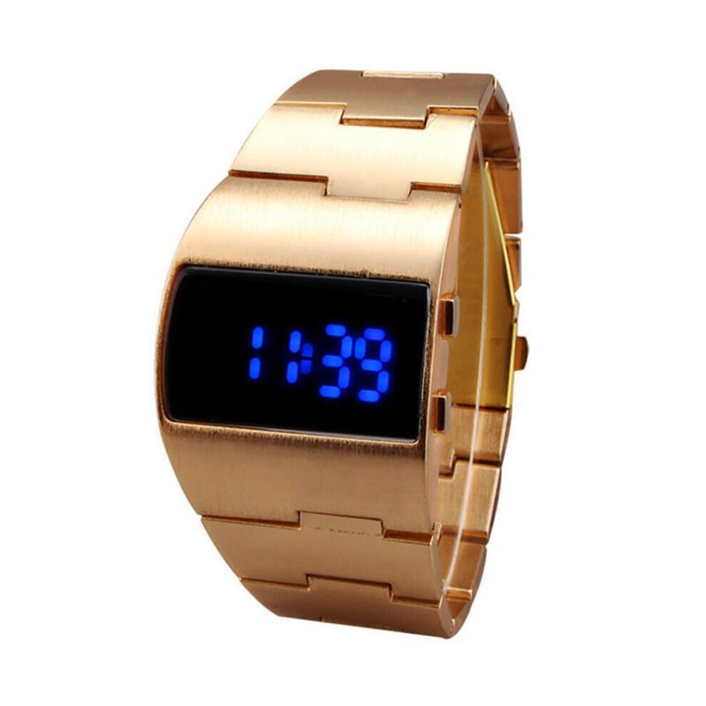 Maxpower (Gold) Fashion Wrist Watch Men Military Waterproof Led Watch Stainless Steel Digital Watches Gold