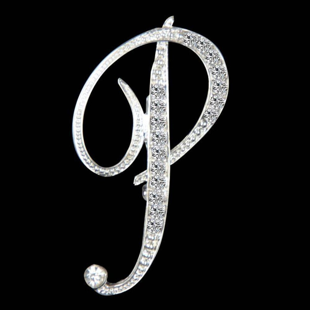 Maxpower (P) Gifts Rhinestone Letter Crystal Pins Jewelry Letter Alphabetical English Brooch Brooches