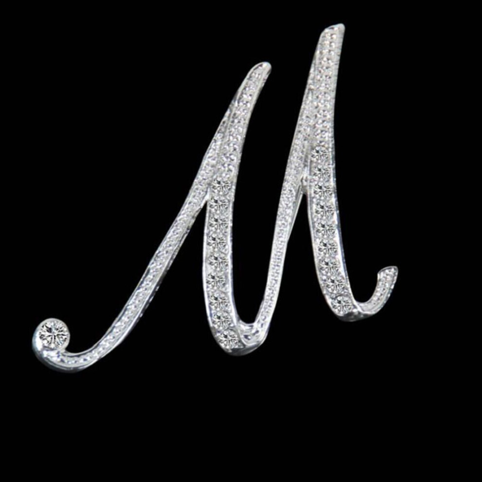 Maxpower (M) Gifts Rhinestone Letter Crystal Pins Jewelry Letter Alphabetical English Brooch Brooches