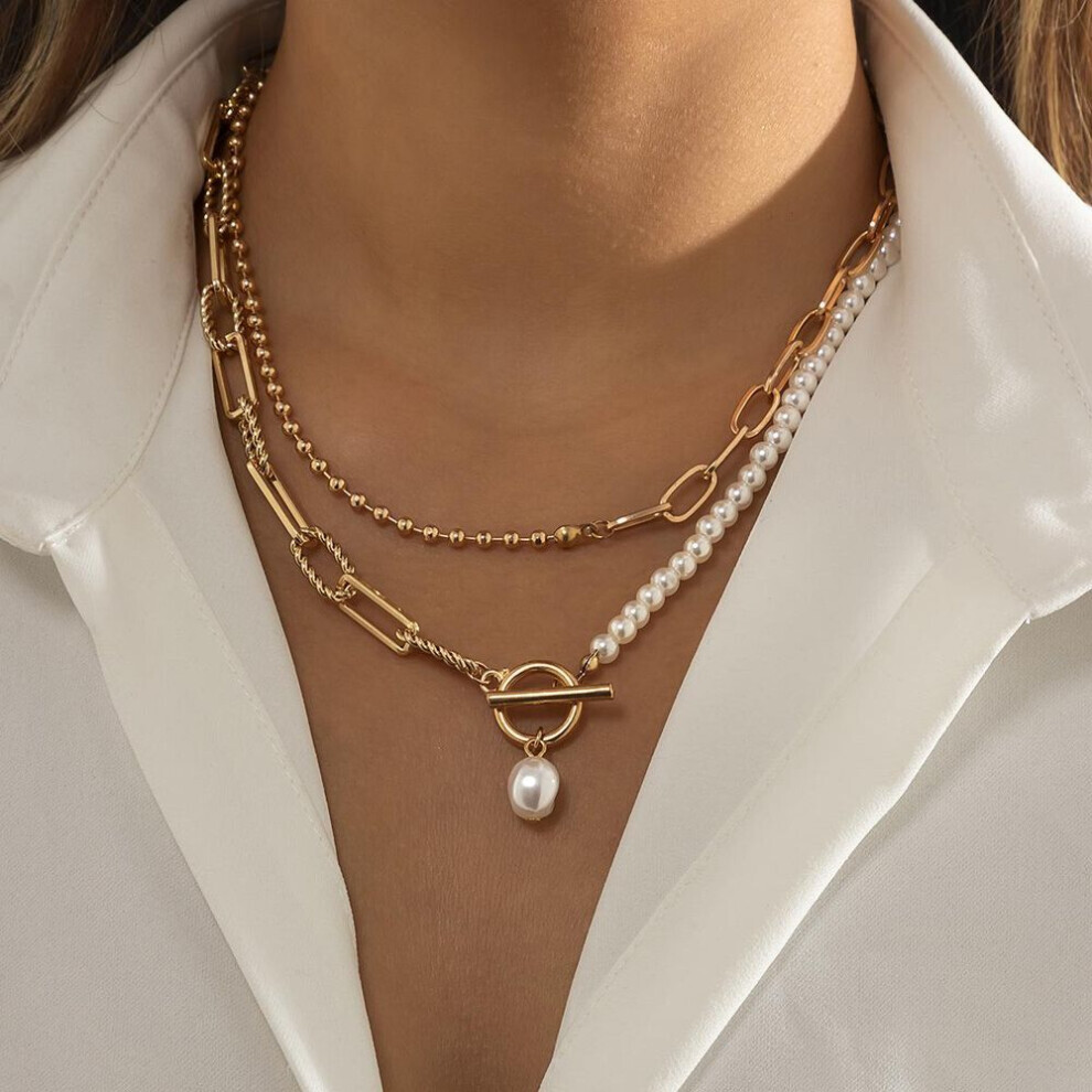 (as the picture) Goth Pearl Choker Necklace Lasso Pendants Women Jewelry On The Neck Chain Beads Necklace Chocker Collar For Girl Kpop