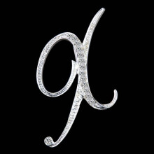 (X) Gifts Rhinestone Letter Crystal Pins Jewelry Letter Alphabetical English Brooch Brooches