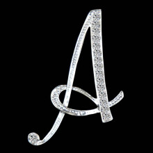 (A) Gifts Rhinestone Letter Crystal Pins Jewelry Letter Alphabetical English Brooch Brooches