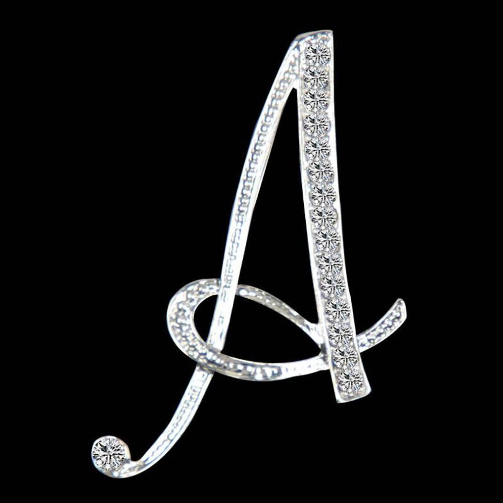 (A) Gifts Rhinestone Letter Crystal Pins Jewelry Letter Alphabetical English Brooch Brooches