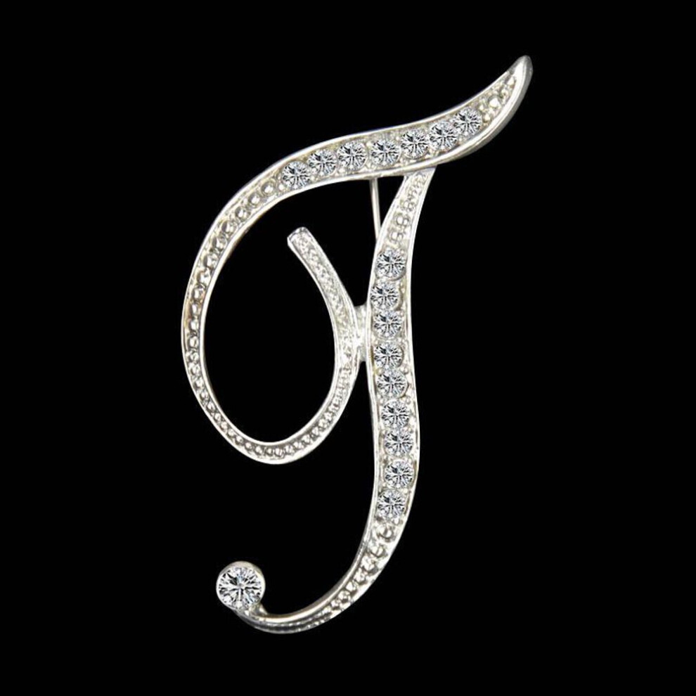 Maxpower (T) Gifts Rhinestone Letter Crystal Pins Jewelry Letter Alphabetical English Brooch Brooches