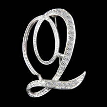 (Q) Gifts Rhinestone Letter Crystal Pins Jewelry Letter Alphabetical English Brooch Brooches