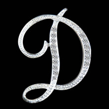 (D) Gifts Rhinestone Letter Crystal Pins Jewelry Letter Alphabetical English Brooch Brooches