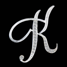 (K) Gifts Rhinestone Letter Crystal Pins Jewelry Letter Alphabetical English Brooch Brooches