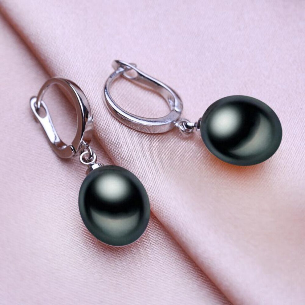 (black) Seniko 8-9mm Natural Freshwater Pearl Earrings Geometry Design Fashion Earrings For Women Clip Earrings Girl Gift