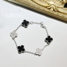 (as the picture, M) Bella Box Light Luxury Exquisite Five Flower Panda Clover Bracelet Suitable For Women's Wedding Parties Fashion Jewelry