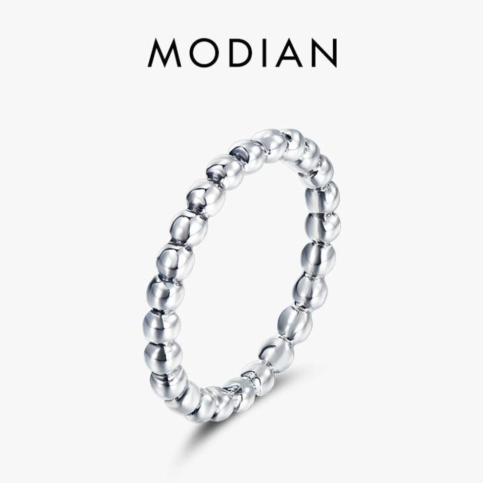 Maxpower (, 7) Modian Minimalist Simple 925 Sterling Fashion Beads Stackable Finger Ring For Women Charm Wedding Fine Jewelry Silver