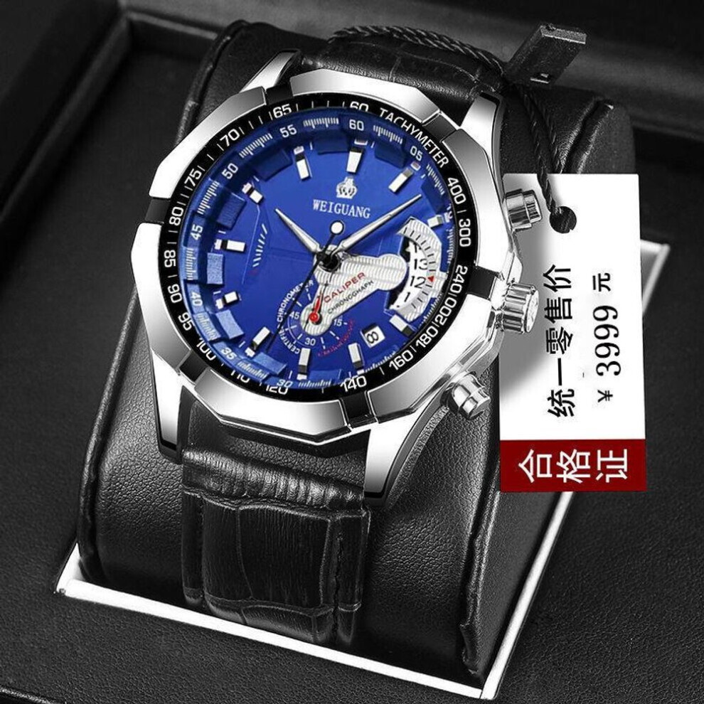 (red,blue) Automatic Movement Watch Men&apos;s Non-mechanical Watch Calendar Waterproof Luminous Steel With Watch-image-OPC-PG8JJRB-NEW
