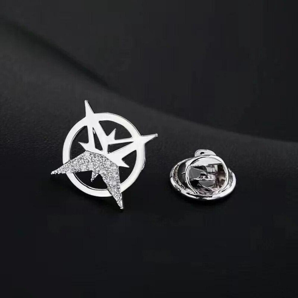(Silver) Star Brooch Men&apos;s Suit Brooch Shirt Collar Button Boutique Charms Brooch Jewelry Fashion Personality Badge  Anti-light Buttons