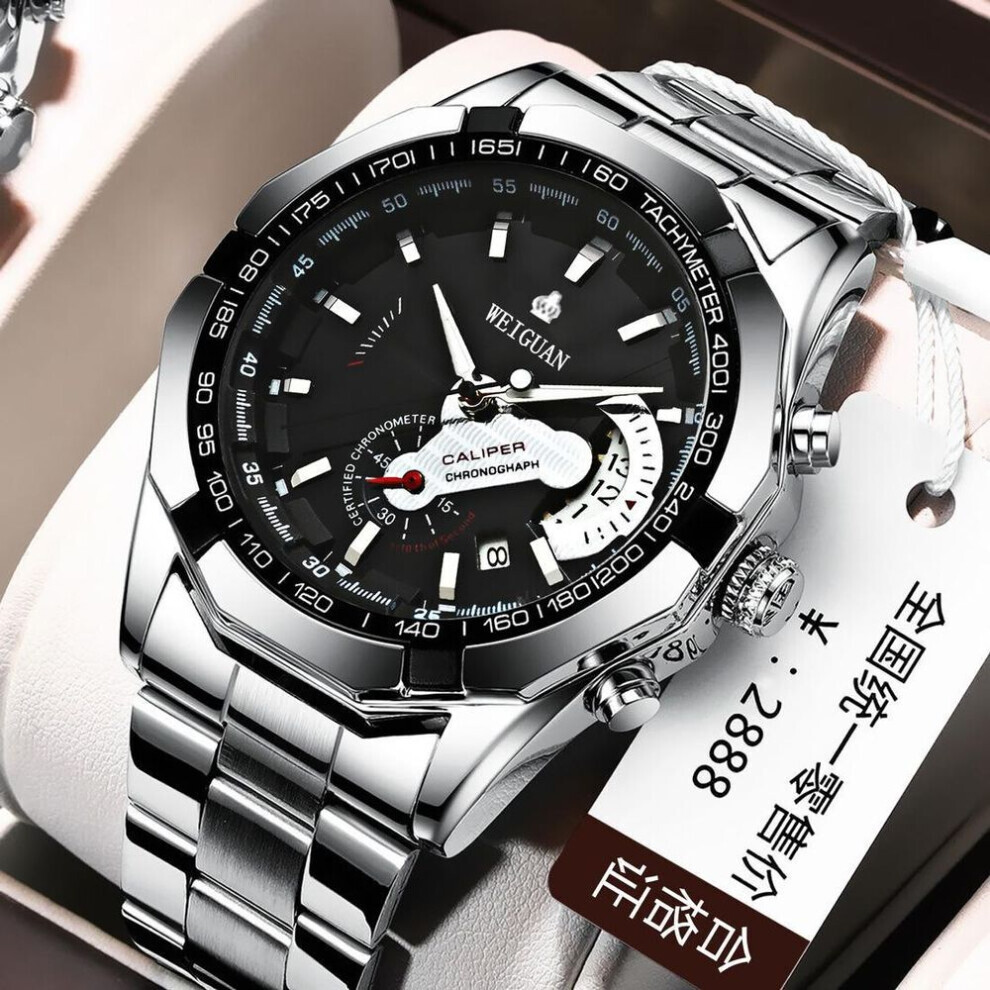 Maxpower (Black) Automatic Movement Watch Men's Non-Mechanical Watch Calendar Waterproof Luminous Steel With Watch