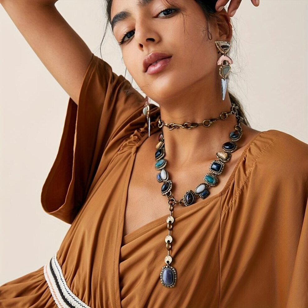 (as the picture) European And American Style Retro Necklace Long Sweater Chain