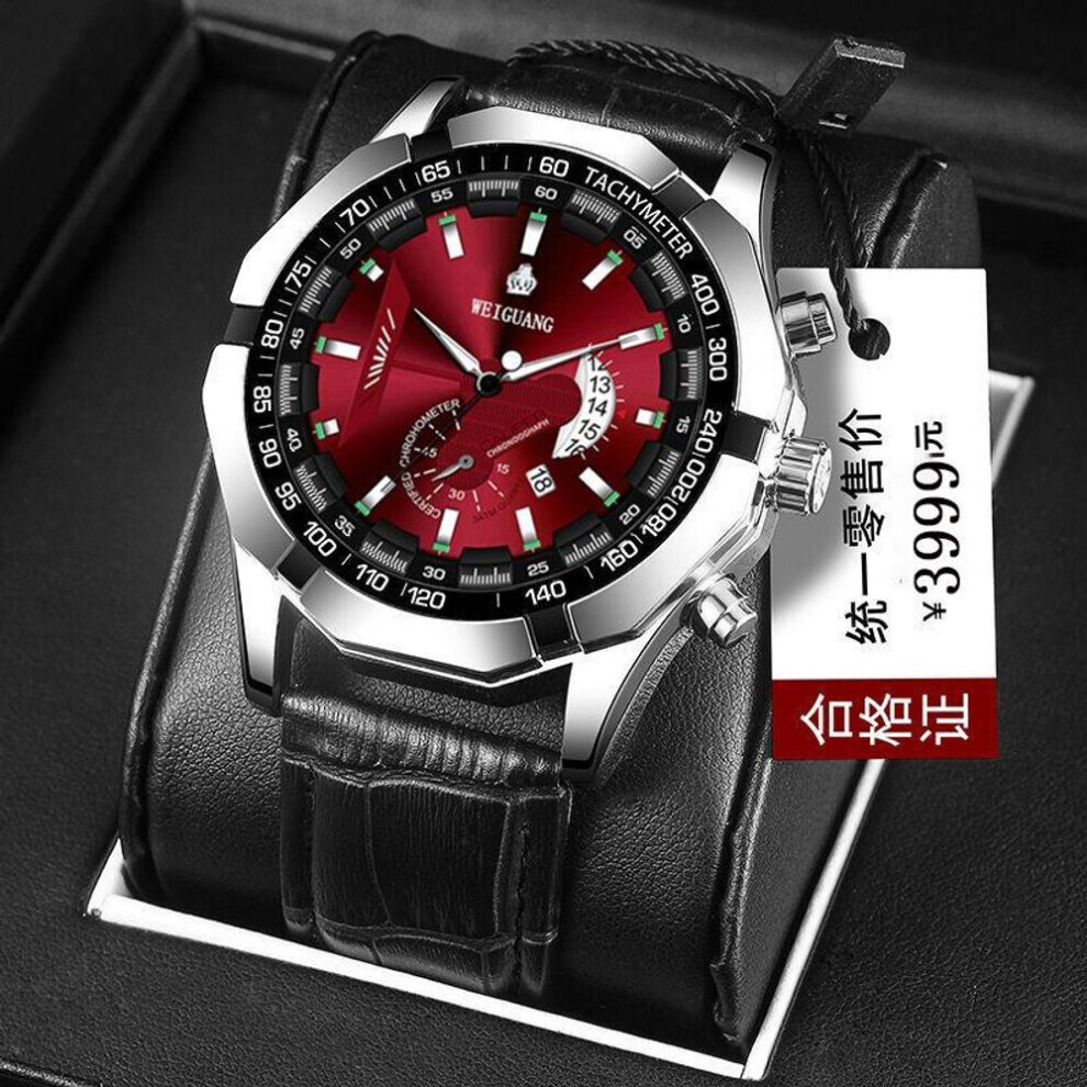 Maxpower (Red,Black) Automatic Movement Watch Men's Non-Mechanical Watch Calendar Waterproof Luminous Steel With Watch